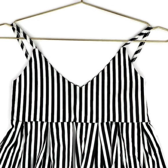 Striped Black + White Babydoll Cami Top - Picture 5 of 8